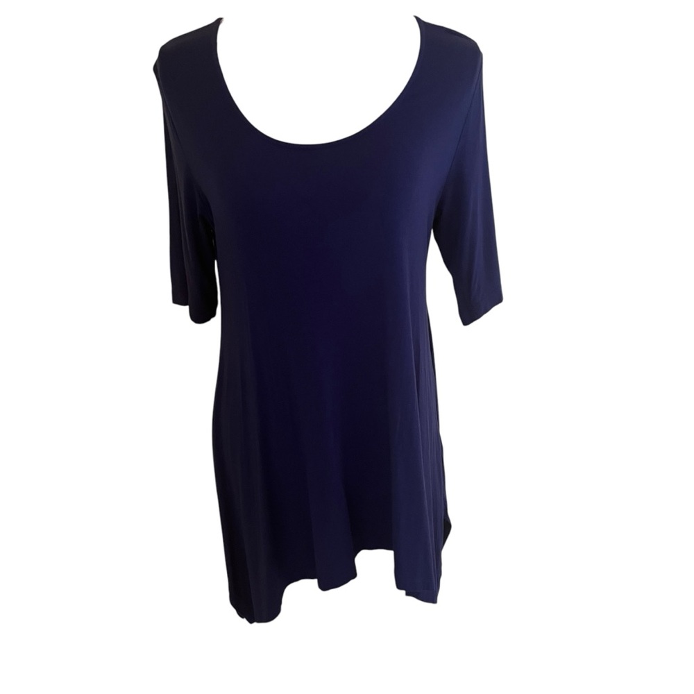 Soft Surroundings Bright Navy blue Scoop Neck Short Sleeve Asymmetrical Tunic